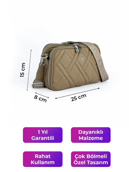 Kriste Bell Kadın Çapraz Askılı Çanta Vizon 7146 - Resim 2