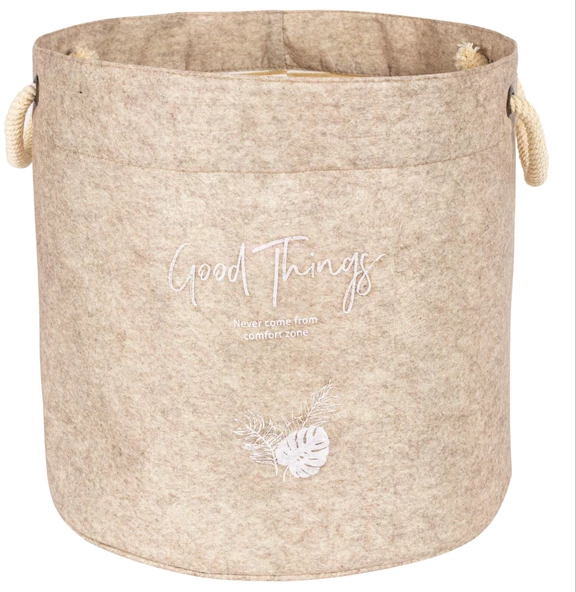 Kulplu Yuvarlak Düzenleyici Çok Amaçlı Kolay Taşınabilen Organizer Keçe Sepet (mega) 03648 - 5