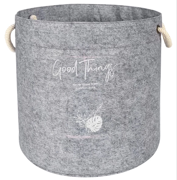 Kulplu Yuvarlak Düzenleyici Çok Amaçlı Kolay Taşınabilen Organizer Keçe Sepet (mega) 03648 - 4