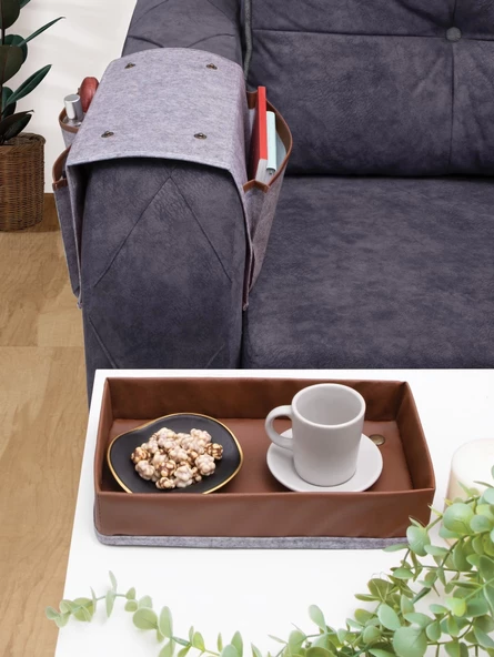 Çok Amaçlı Deri Şeritli Cepli Koltuk Kenarı Düzenleyici 03938 - 7