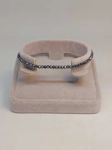 Terahertz Taşı Rondela Faset Kesim 2.5*3mm Bileklik (46004) - Resim 2