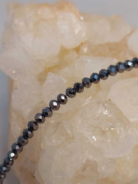 Terahertz Taşı Rondela Faset Kesim 2.5*3mm Bileklik (46004) - Resim 3