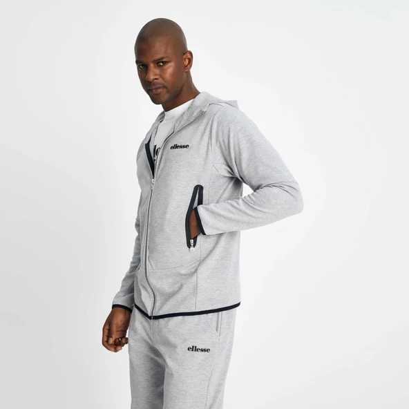 Ellesse Erkek Sweatshirt Fermuarlı Kapüşonlu Gri - 4