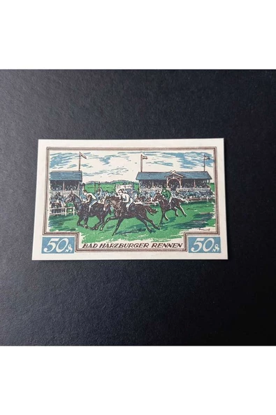 1923 GERMAN TRADE CARD HORSE RACING SCENE - 50Pf - NORTGELD - ÇİL