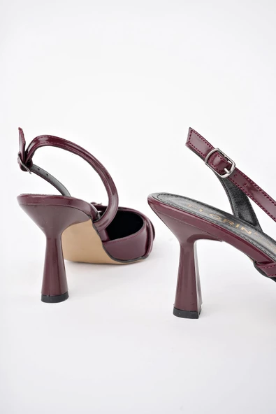 Muggo MİCHELLE Garantili Arkası Açık Kemer Detaylı İki Bantlı Rugan Kadın Topuklu Ayakkabı - 3