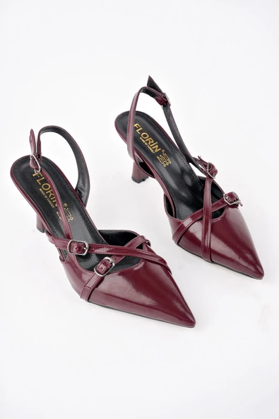 Muggo MİCHELLE Garantili Arkası Açık Kemer Detaylı İki Bantlı Rugan Kadın Topuklu Ayakkabı