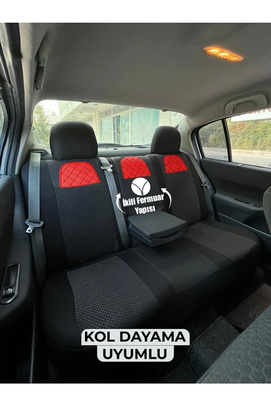 Sport Seri Arka Kolçak Uyumlu Fermuarlı Koltuk Kılıfı Krmz - 3