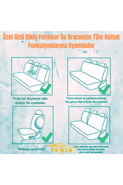 Sport Seri Arka Kolçak Uyumlu Fermuarlı Koltuk Kılıfı Krmz - 5