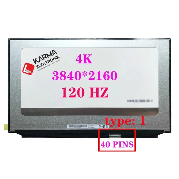 17.3 inç 40Pin Slim IPS (3840*2160) Full Hd 4K Lcd Ekran, Panel B173ZAN06.1 120Hz (Vidasız) / Ver.1 Sağ Soket - 1