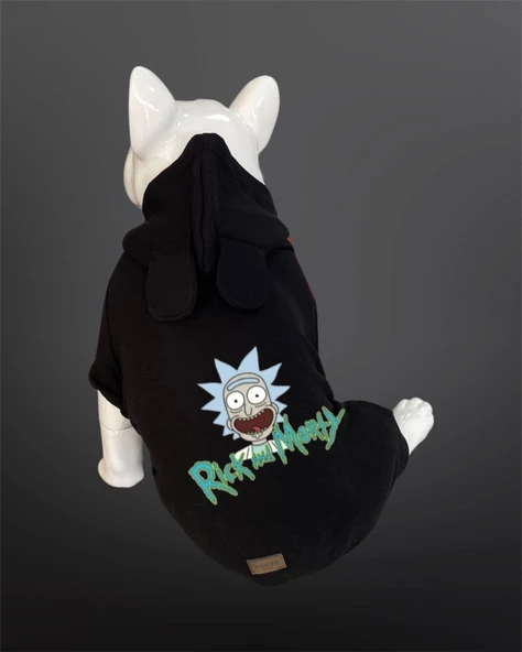 Kedi & Köpek Tulum / Pijama Serisi - Rick And Morty Baskılı Siyah Tulum - 1