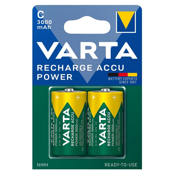 Varta 3000 mAh C Boy Şarj Edilebilir 2’li Pil