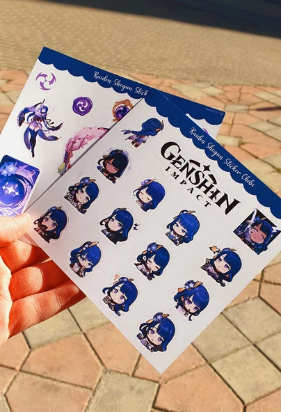 Mini Things Art Genshin-Shogun 2 Adet Sticker Set Parlak Kağıt - 5