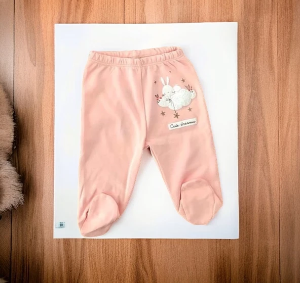 Neşeli Bebekler Tavşan Ve Bulut Desen Penye Patikli Tek Alt