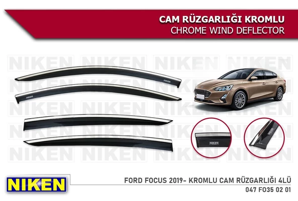 Ford Focus 4 Kromlu Cam Rüzgarlığı Niken 2019+ ürün görseli 1