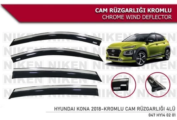 Hyundai Kona Kromlu Cam Rüzgarlığı Niken 2018+ sonrası modeller