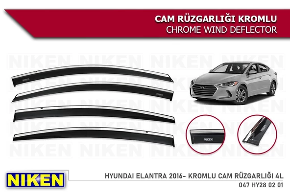 Hyundai Elantra Kromlu Cam Rüzgarlığı Niken 2016+