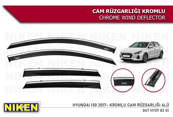 Hyundai i30 Kromlu Cam Rüzgarlığı Niken 2017+ ürün görseli