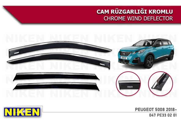 Peugeot 5008 Kromlu Cam Rüzgarlığı Niken 2017+ ürün görseli