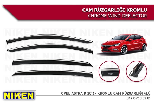 Opel Astra K Kromlu Cam Rüzgarlığı Niken 2015+ ürün görseli 1