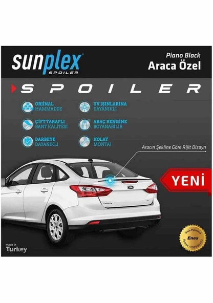 Toyota Corolla Spoiler Piano Black 2013-2019 arası modellere uyumlu Sunplex - 3