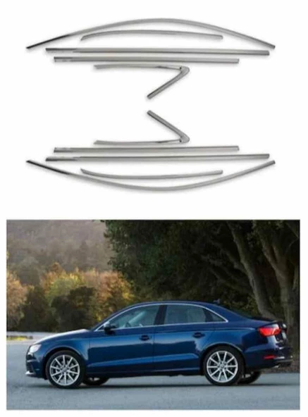 Audi A3 Sedan Cam Çıtası Çerçevesi Krom Komple 2013-2020 arası ürün görseli 1