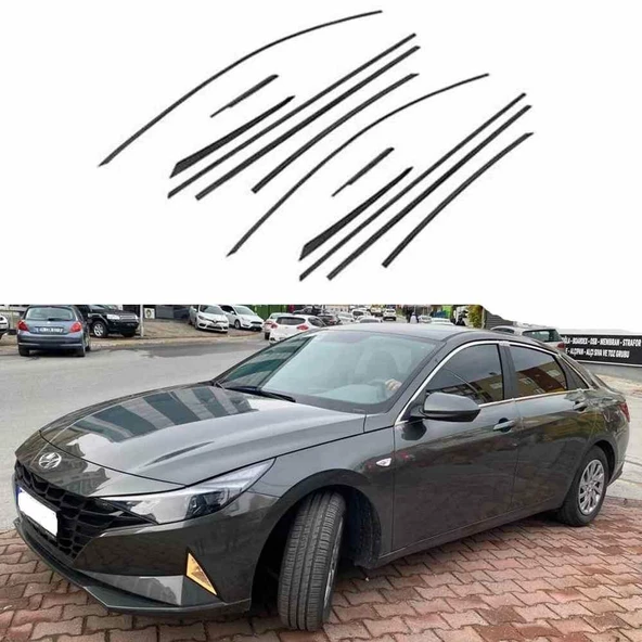 Hyundai Elantra Cam Çıtası Çerçevesi 12 parça Kromu Nikelajı 2021 sonrası - Resim 2