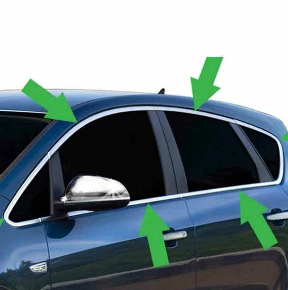 Opel Astra J Sedan Cam Çıtası Çerçevesi Kromu Nikelajı Komple  2012-2020 arası - 2