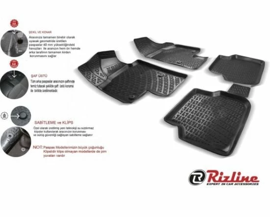 Fiat Fiorino Dizel Panelvan (2 parça) 3D Paspas Siyah 2020 sonrası Rizline - 2