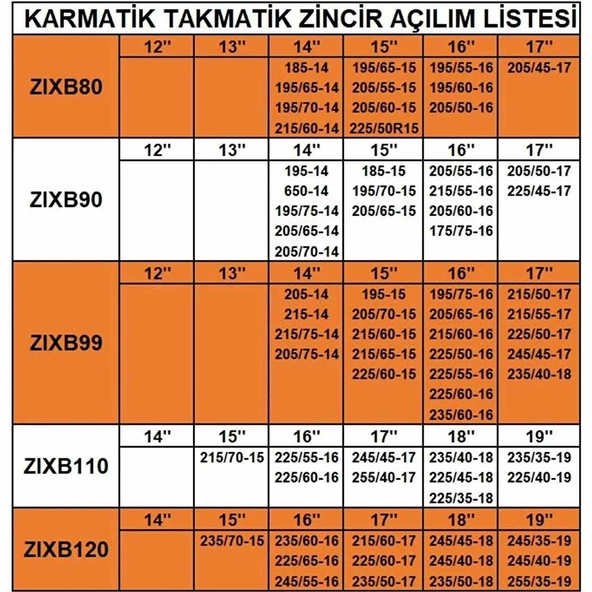 215-60-14 Ebatlarına Uyumlu Takmatik (Karmatik) Kar Patinaj Zinciri Space - 3