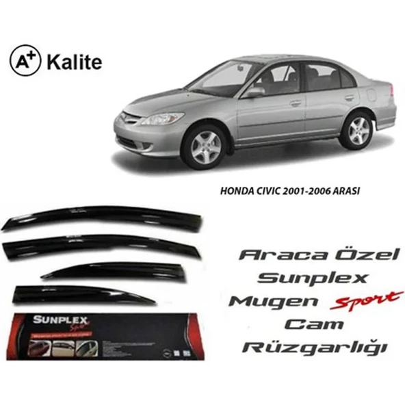 Honda Civic Mugen Cam Rüzgarlığı 2001-2006 arası 4'lü Sunplex