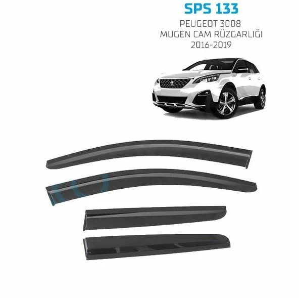 Peugeot 3008 Mugen Cam Rüzgarlığı 2016-2019 arası 4'lü Sunplex