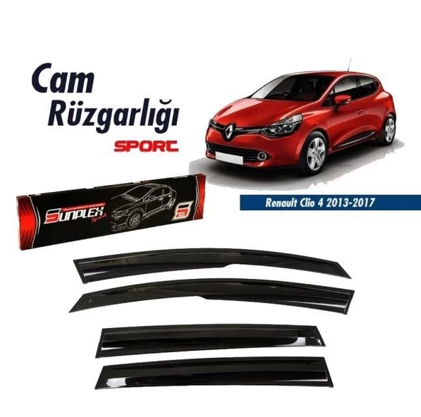 Renault Clio 4 Mugen Cam Rüzgarlığı 2012-2019 arası 4'lü Sunplex