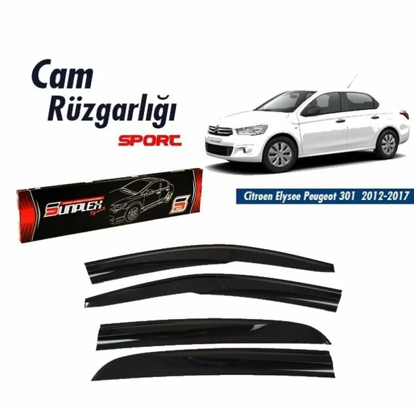 Citroen Celysee Mugen Cam Rüzgarlığı 2012-2017 arası 4'lü Sunplex ürün görseli 1