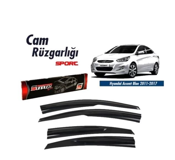 Hyundai Accent Blue Mugen Cam Rüzgarlığı 2011-2017 arası 4'lü Sunplex ürün görseli