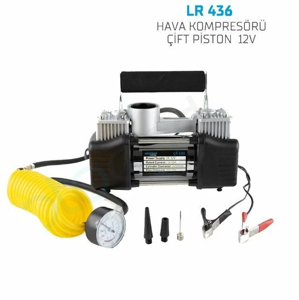 Hava kompresörü çift pistonlu metal gövde 12v araçlar için uyumlu - 2