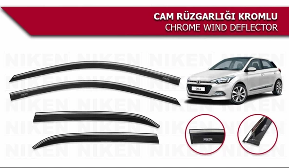 Hyundai i20 Kromlu Cam Rüzgarlığı Niken 2015-2020 arası modeller uyumlu
