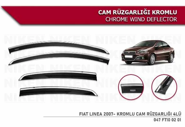 Fiat Linea Kromlu Cam Rüzgarlığı Niken 2007+ sonrası modeller uyumlu