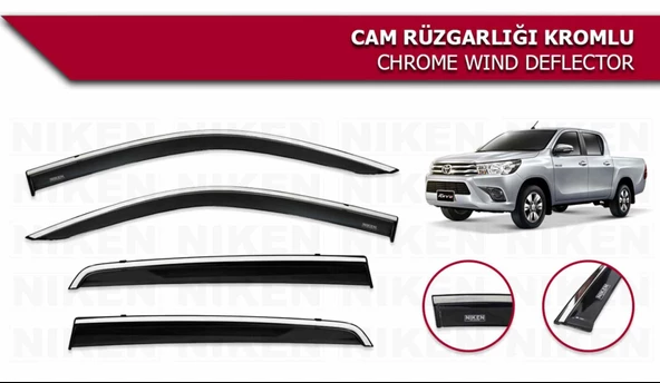 Toyota Hilux Kromlu Cam Rüzgarlığı Niken 2015 sonrası