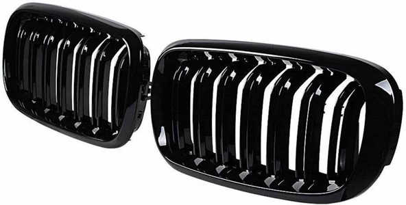 Bmw X5 F15 çift şeritli ön panjur ızgara 2014-2018 arası parlak siyah - 6