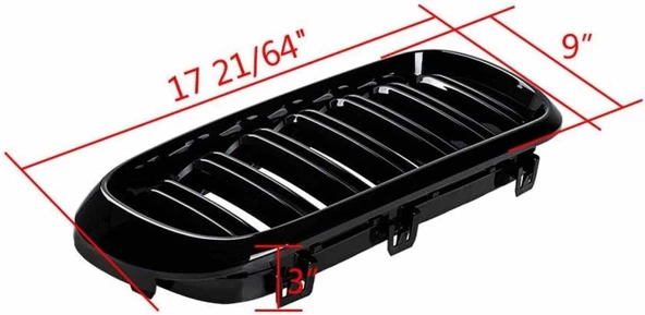 Bmw X5 F15 çift şeritli ön panjur ızgara 2014-2018 arası parlak siyah - 3