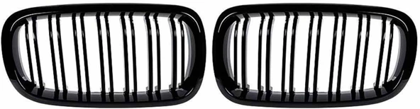 Bmw X5 F15 çift şeritli ön panjur ızgara 2014-2018 arası parlak siyah - 2