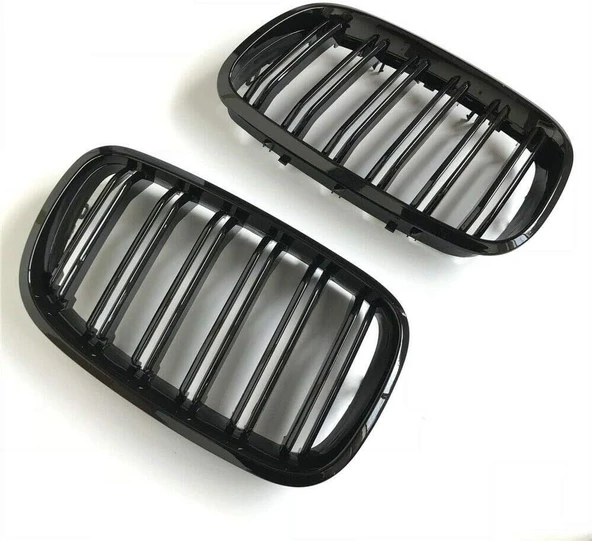 Bmw X5 E70 çift şeritli ön panjur ızgara 2006-2013 arası parlak siyah - 3