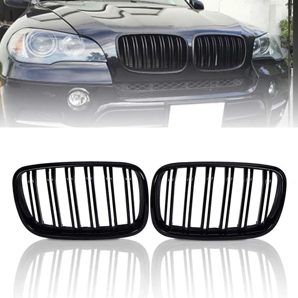 Bmw X6 E71 çift şeritli ön panjur ızgara 2006-2013 arası parlak siyah