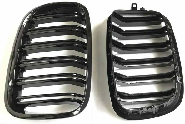 Bmw X6 E71 çift şeritli ön panjur ızgara 2006-2013 arası parlak siyah - Resim 4