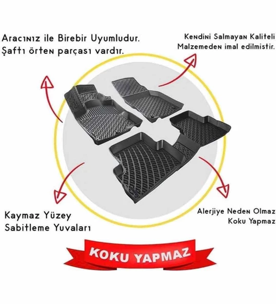Vw Caddy Panelvan (2 parça) 3D havuzlu paspas 2016-2020 arası Rizline - 4