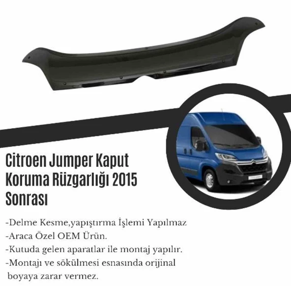 Citroen Jumper Kaput Rüzgarlığı Koruyucu 2015 sonrası - 3