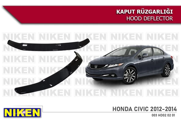 Honda Civic Kaput Rüzgarlığı Koruyucu 2012-2015 arası ürün görseli 1