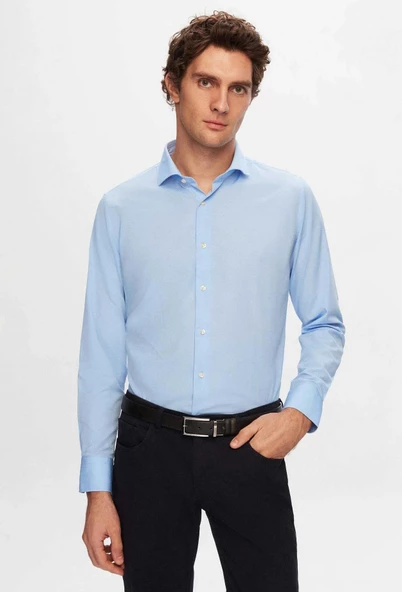 Dormen Classics Kolay Ütülenebilir Slim Fit Dar Kesim Klasik Yaka Cepsiz Erkek Gömlek - 2