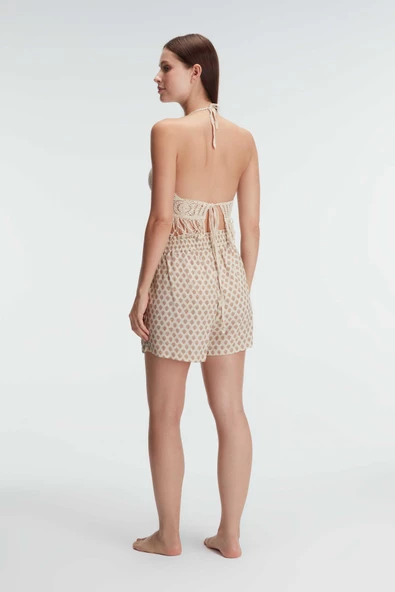 Anıl Kadın Kahve İp Askılı Şortlu Sabahlıklı Takım 5831 - Resim 3
