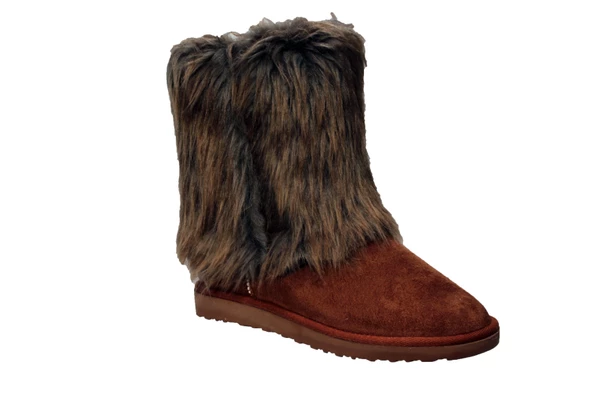 YAZKIŞ Kadın Taba Siyah Tüylü İçi Yünlü Ak Bot ürün görseli